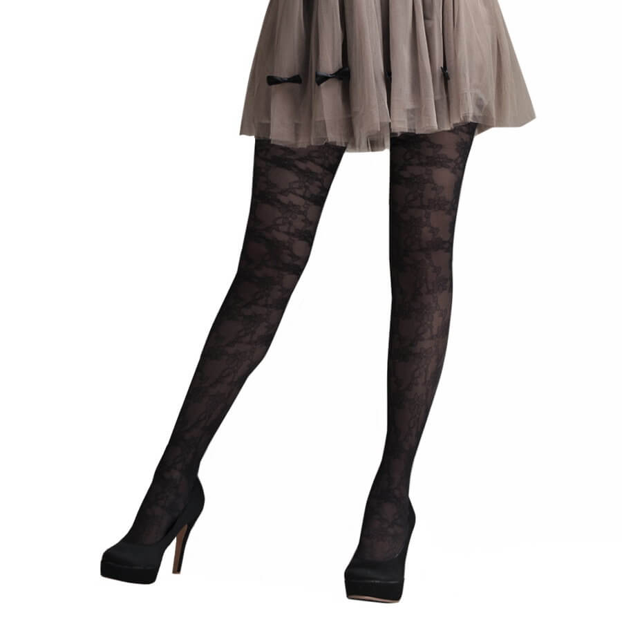 Fashion Jacquard Pantyhose-Hibiscus Pattern